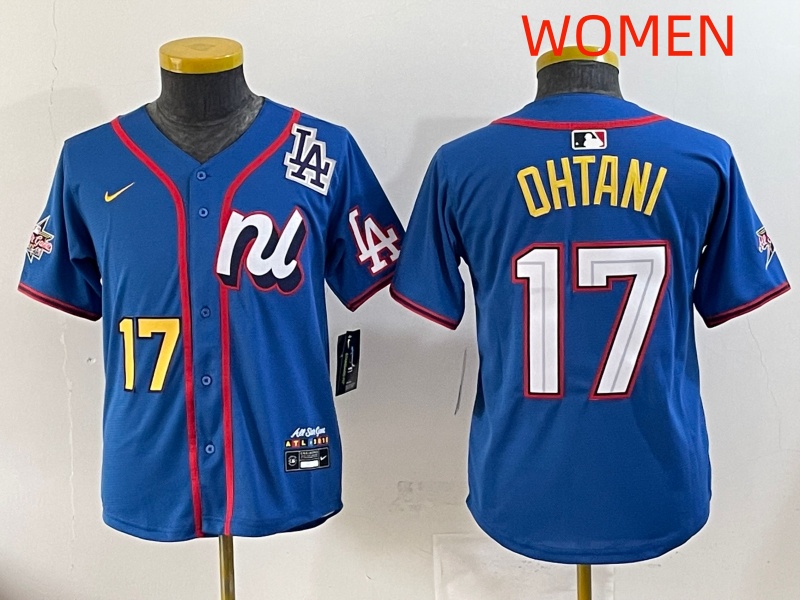 women 2025 Los Angeles Dodgers #17 Ohtani Blue Nike  2025 MLB All Star Jersey style 006